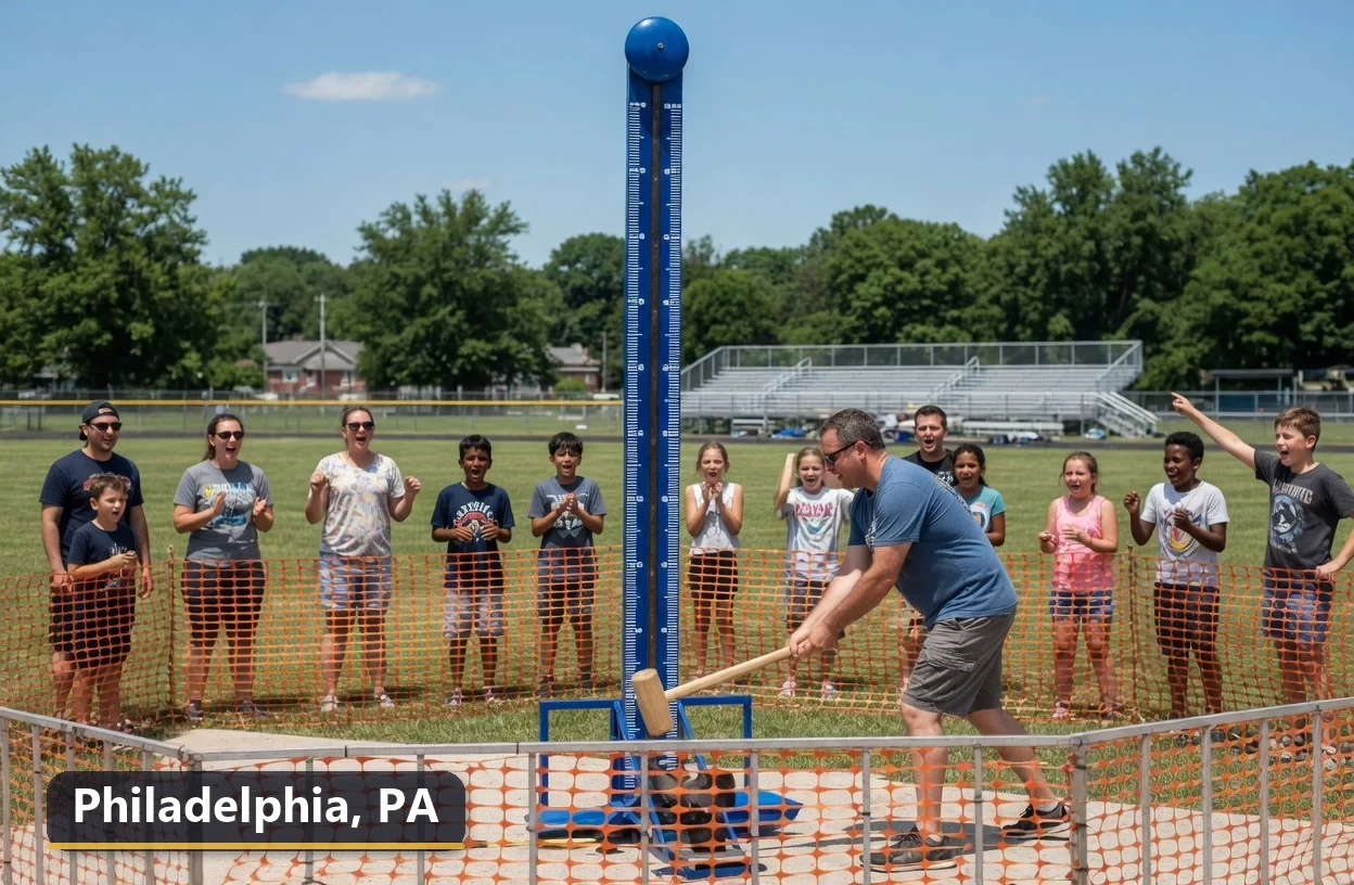 High striker carnival game rental in Philadelphia, Pennsylvania for field days, parties and events