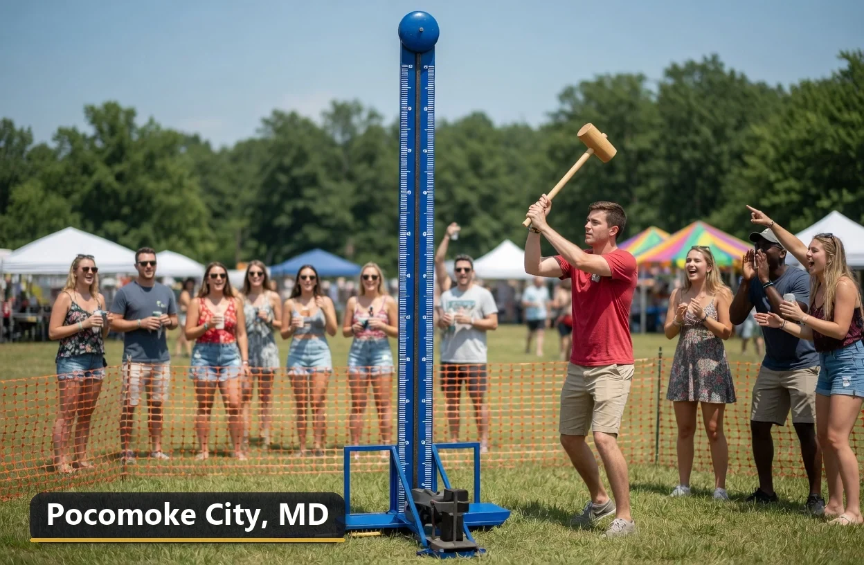 High striker carnival game rental in Pocomoke City, Maryland for field days, parties and events