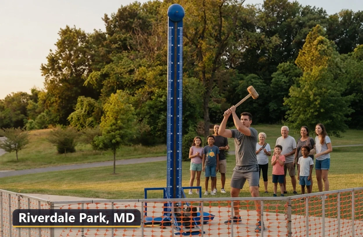 High striker carnival game rental in Riverdale Park, Maryland for field days, parties and events