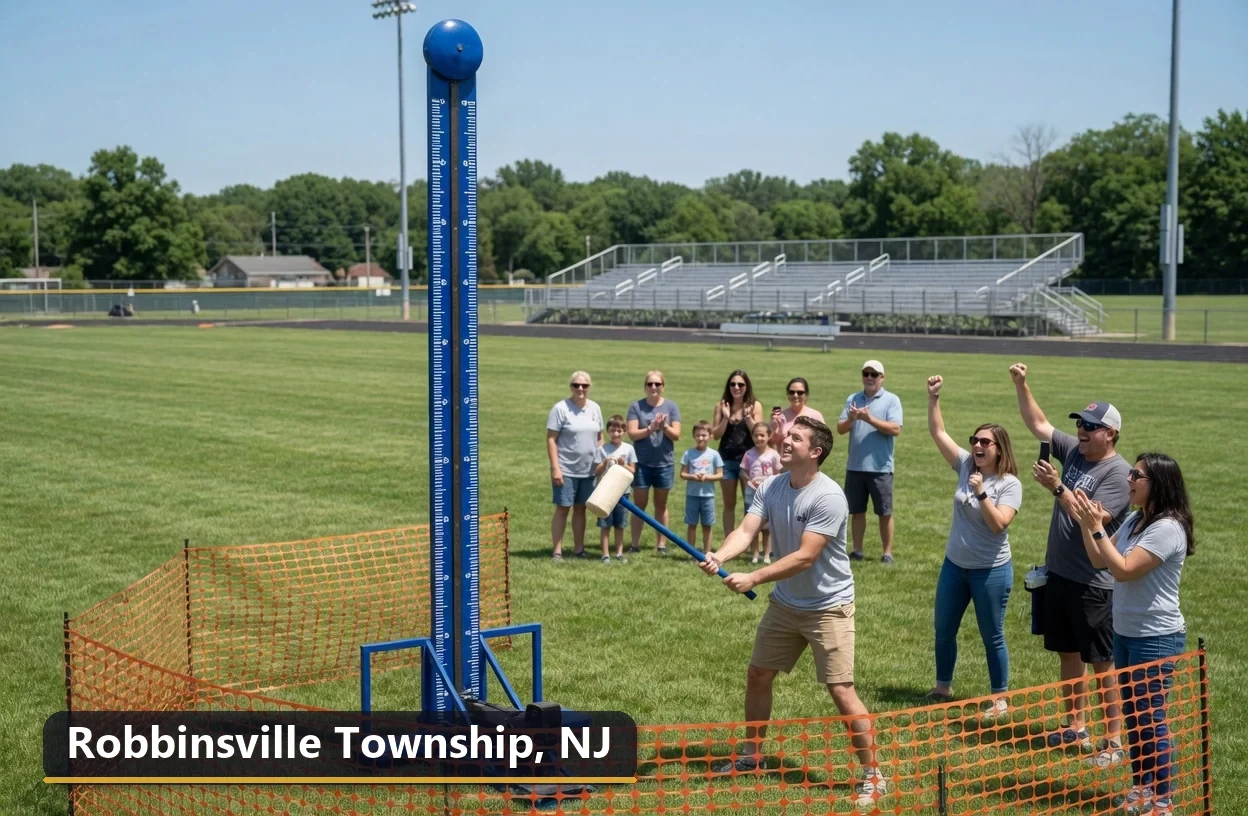 High striker carnival game rental in Robbinsville Township, New Jersey for field days, parties and events