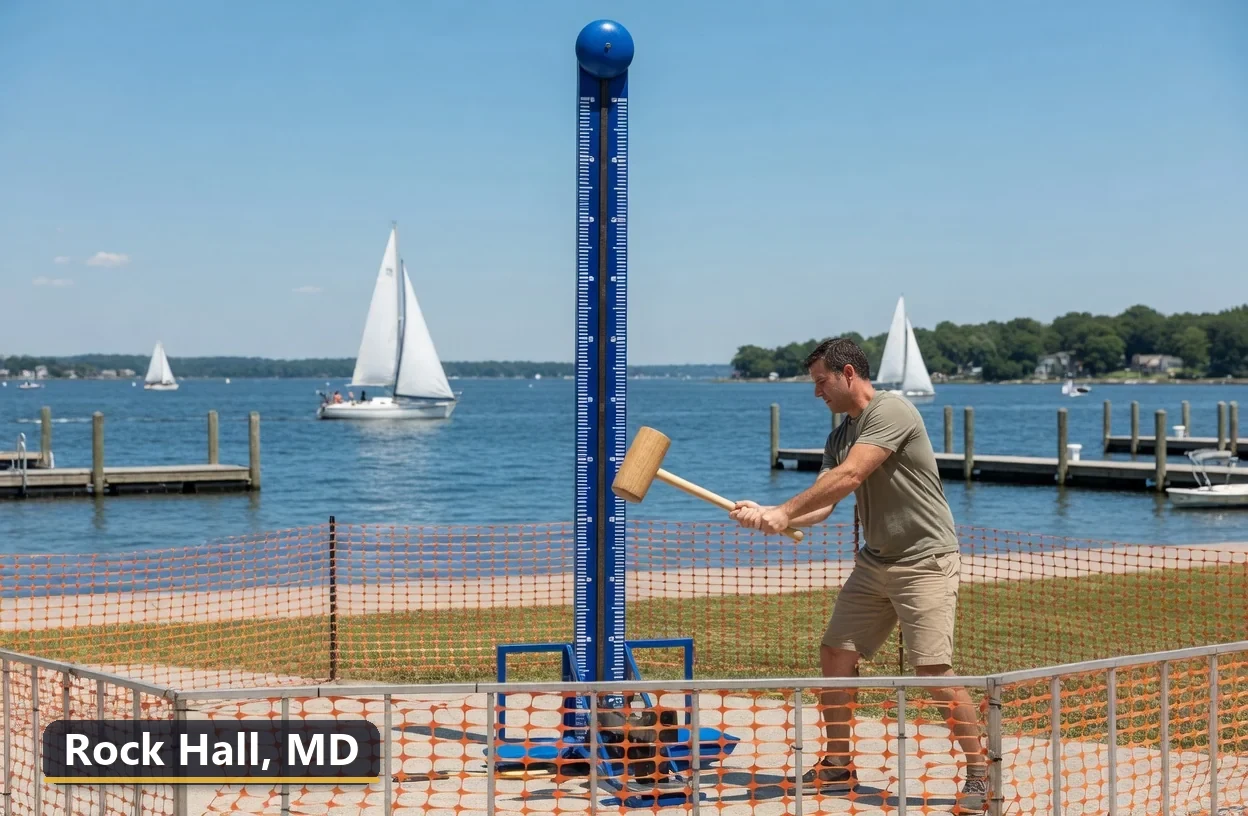 High striker carnival game rental in Rock Hall, Maryland for field days, parties and events