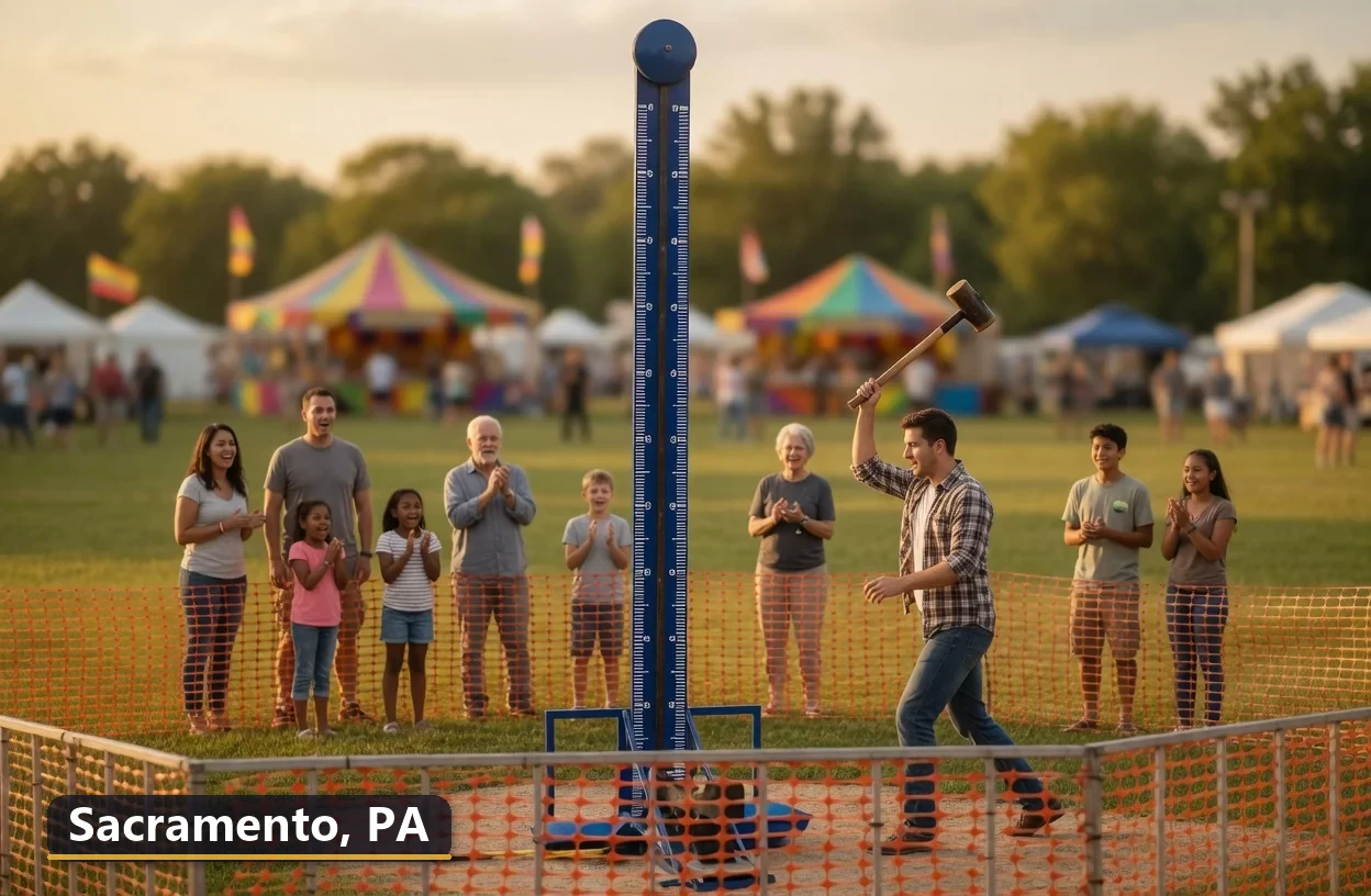 High striker carnival game rental in Sacramento, Pennsylvania for field days, parties and events