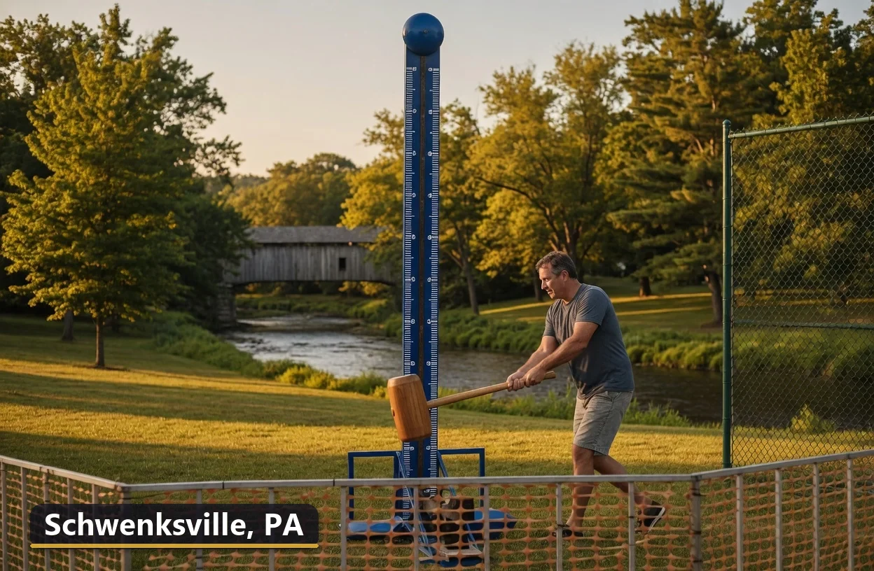 High striker carnival game rental in Schwenksville, Pennsylvania for field days, parties and events