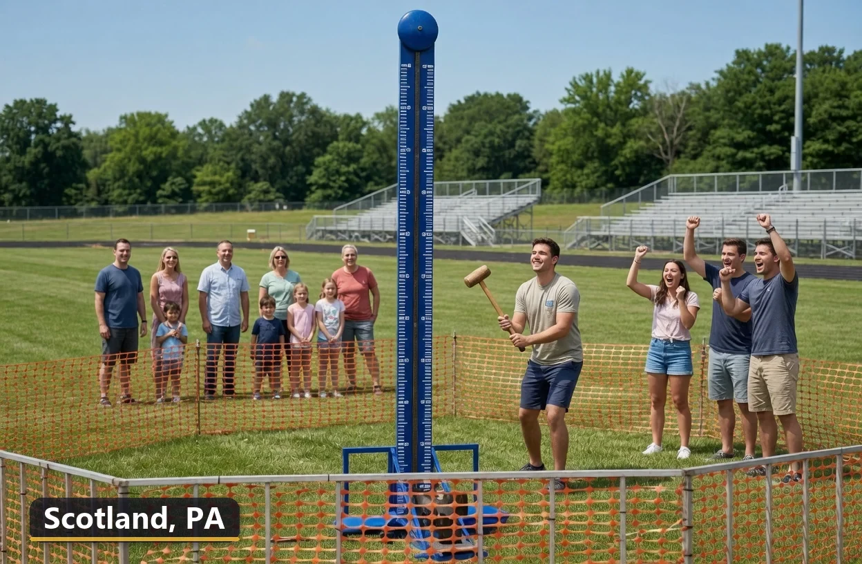 High striker carnival game rental in Scotland, Pennsylvania for field days, parties and events