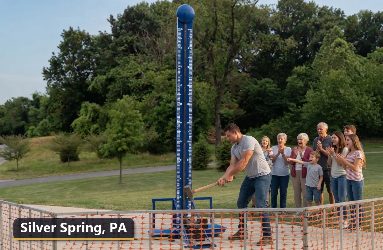 High striker carnival game rental in Silver Spring, Pennsylvania for field days, parties and events