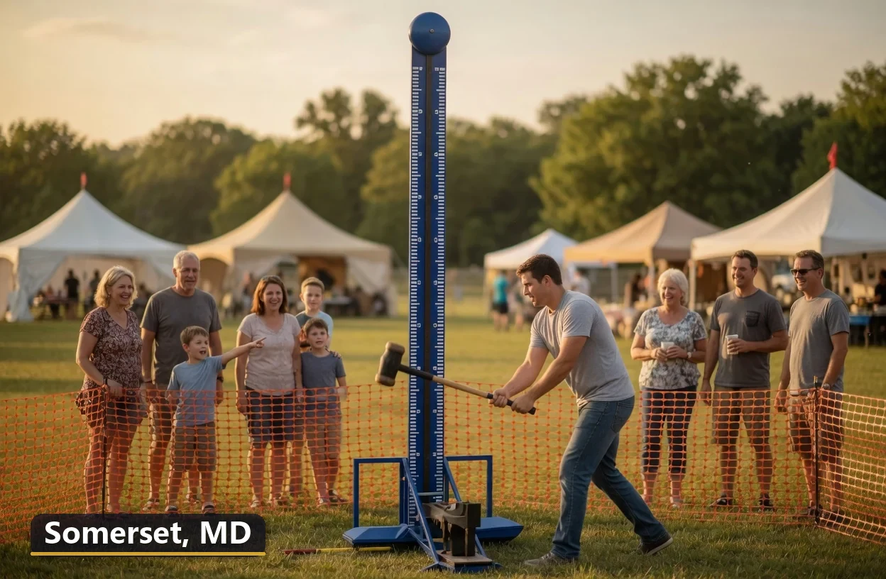 High striker carnival game rental in Somerset, Maryland for field days, parties and events