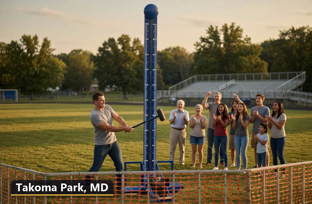 High striker carnival game rental in Takoma Park, Maryland for field days, parties and events