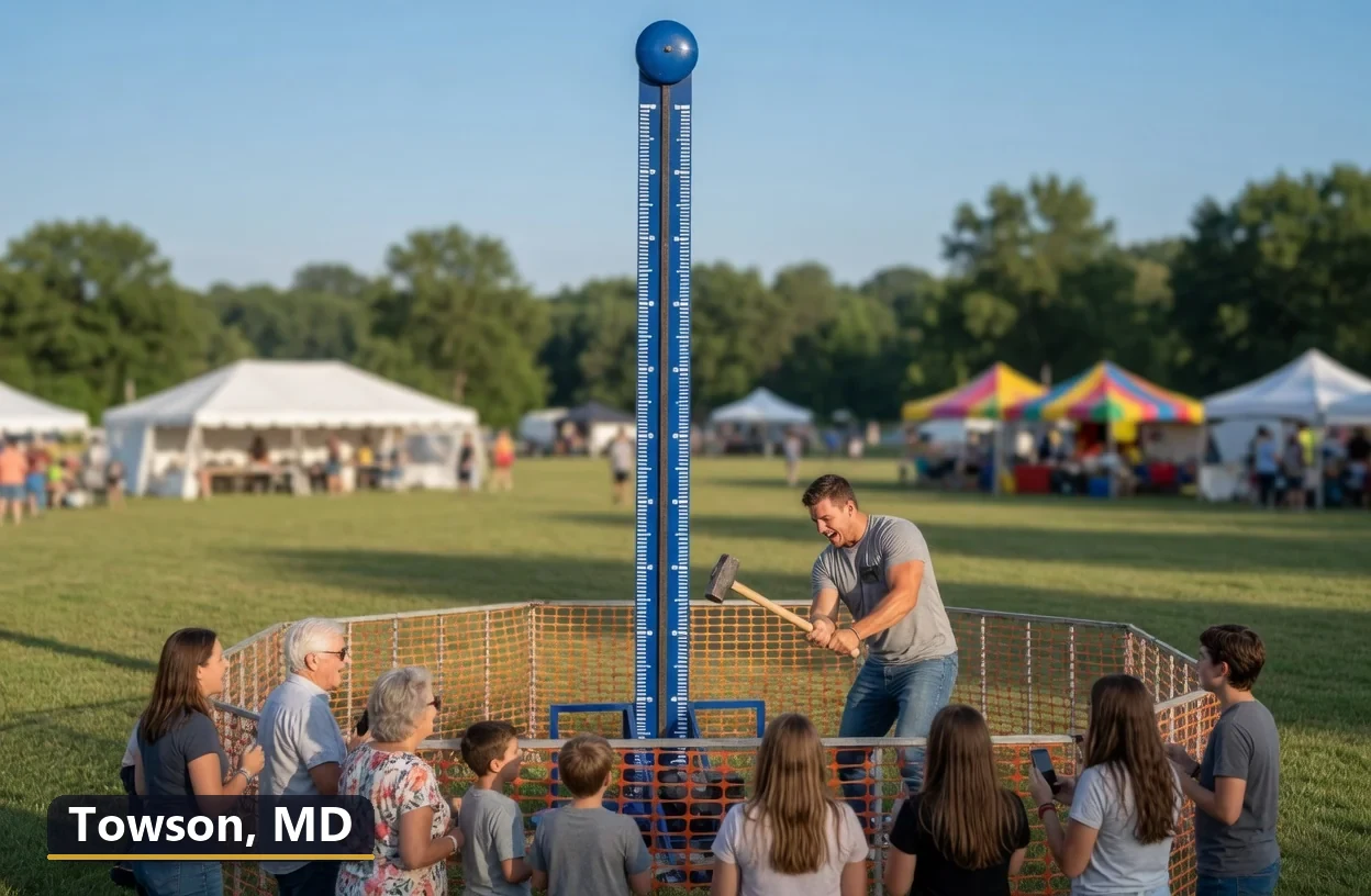 High striker carnival game rental in Towson, Maryland for field days, parties and events