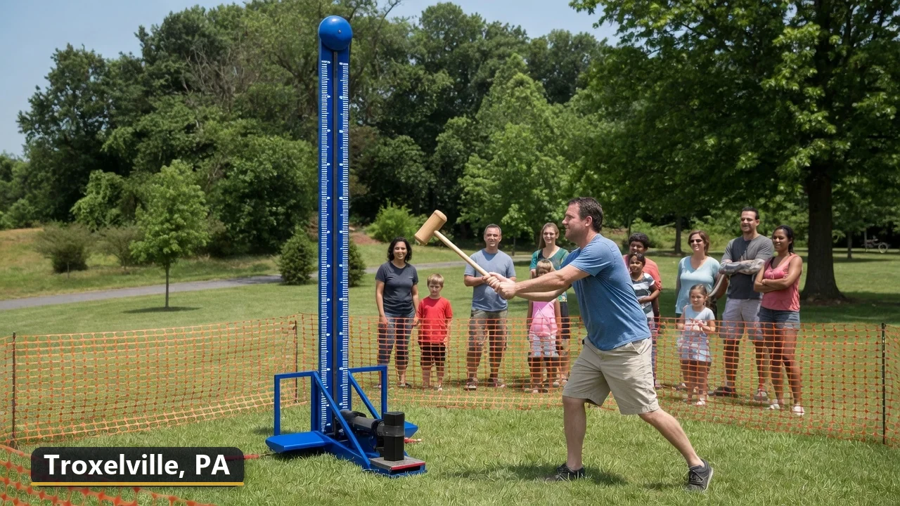 High striker carnival game rental in Troxelville, Pennsylvania for field days, parties and events