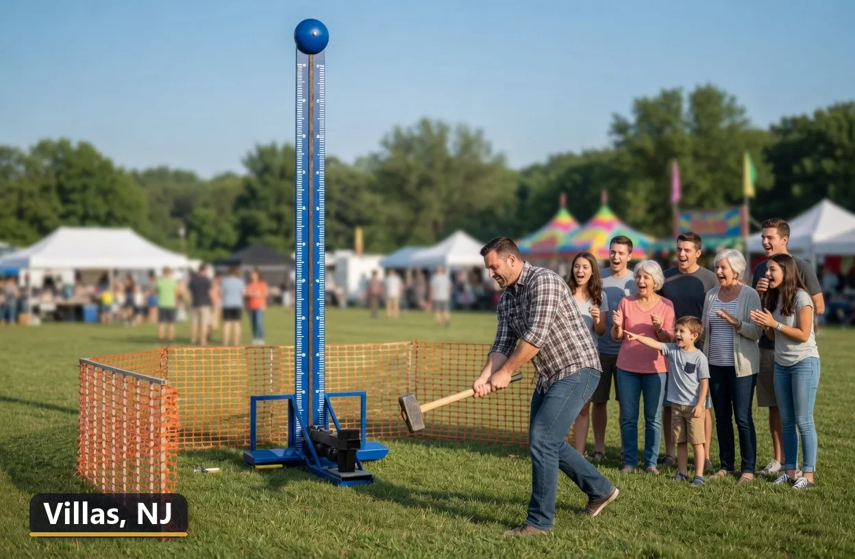 High striker carnival game rental in Villas, New Jersey for field days, parties and events