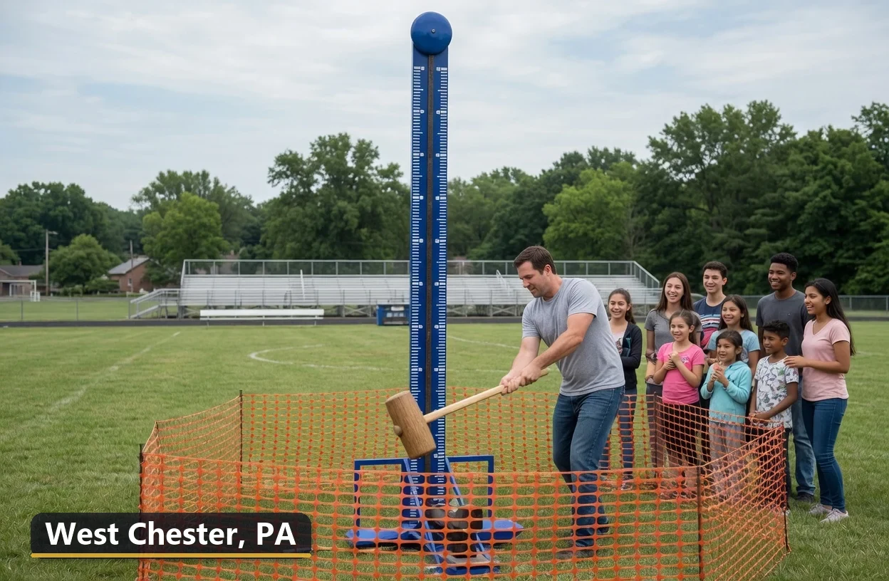 High striker carnival game rental in West Chester, Pennsylvania for field days, parties and events