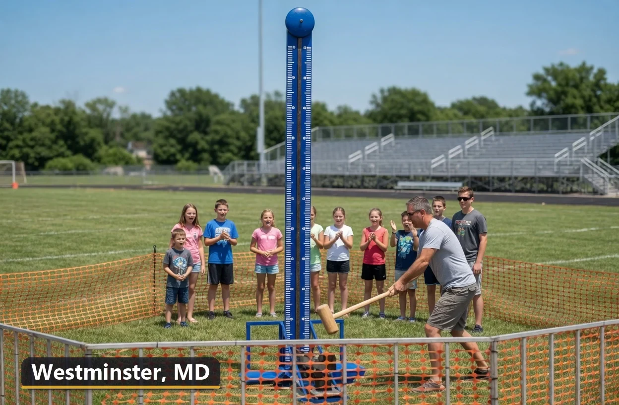 High striker carnival game rental in Westminster, Maryland for field days, parties and events