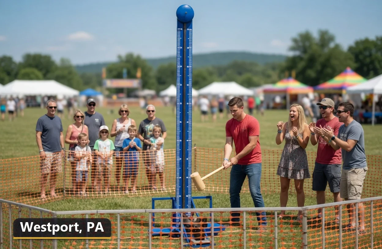 High striker carnival game rental in Westport, Pennsylvania for field days, parties and events
