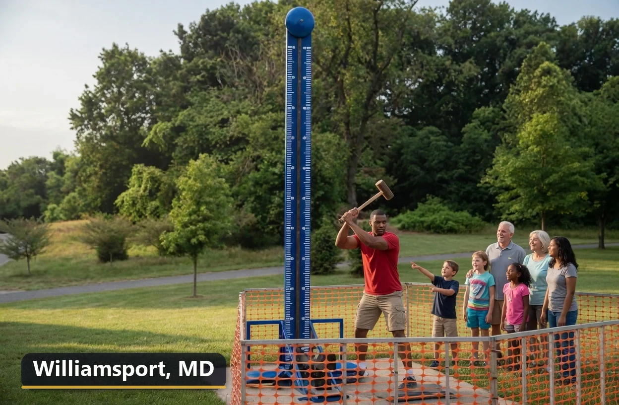 High striker carnival game rental in Williamsport, Maryland for field days, parties and events
