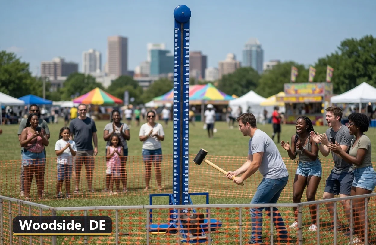 High striker carnival game rental in Woodside, Delaware for field days, parties and events