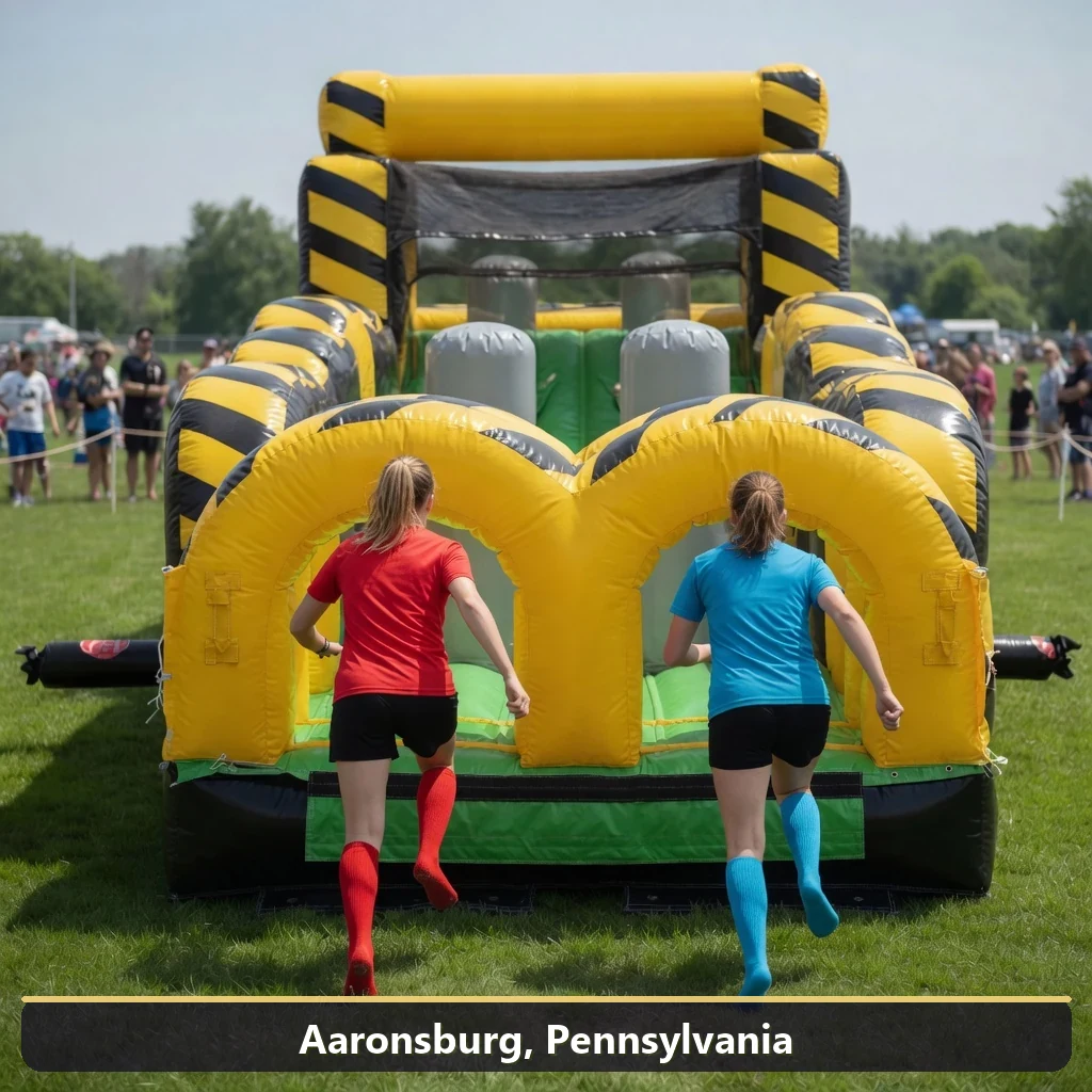 Inflatable obstacle course rental for events in Aaronsburg, Pennsylvania