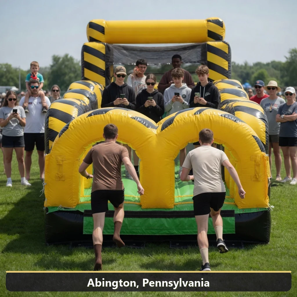 Inflatable obstacle course rental for events in Abington, Pennsylvania