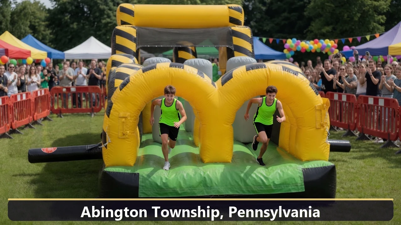 Inflatable obstacle course rental for events in Abington Township, Pennsylvania