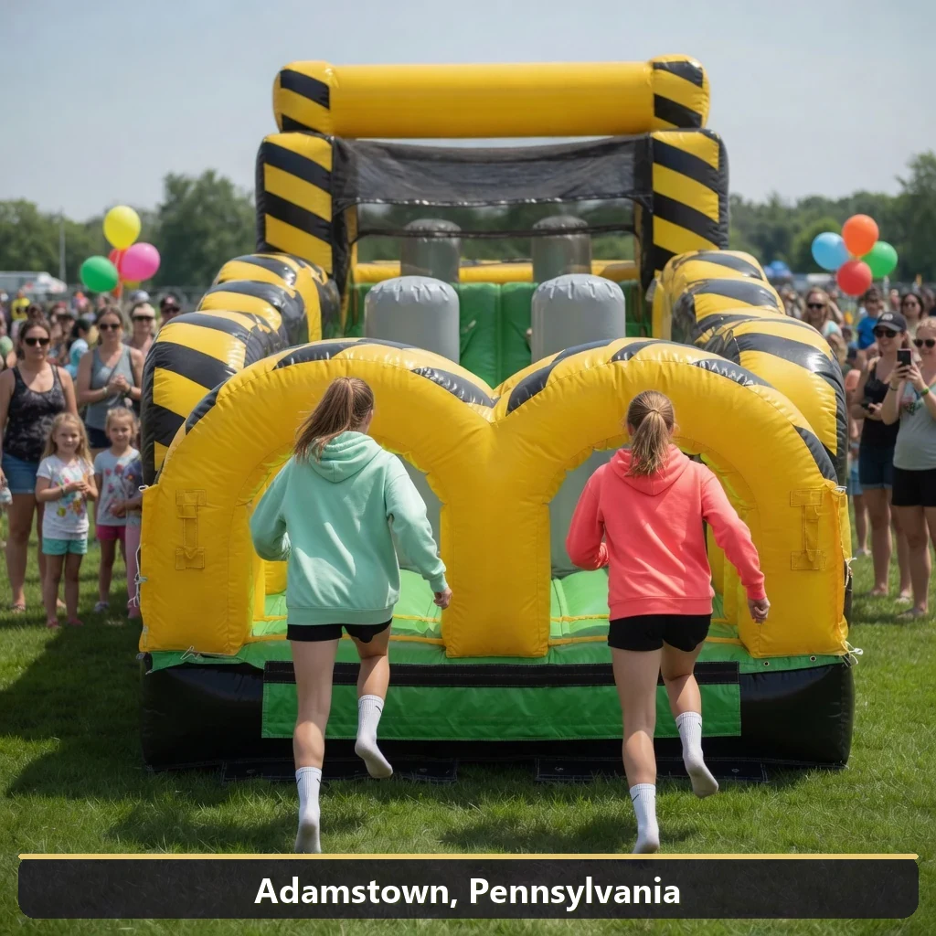 Inflatable obstacle course rental for events in Adamstown, Pennsylvania