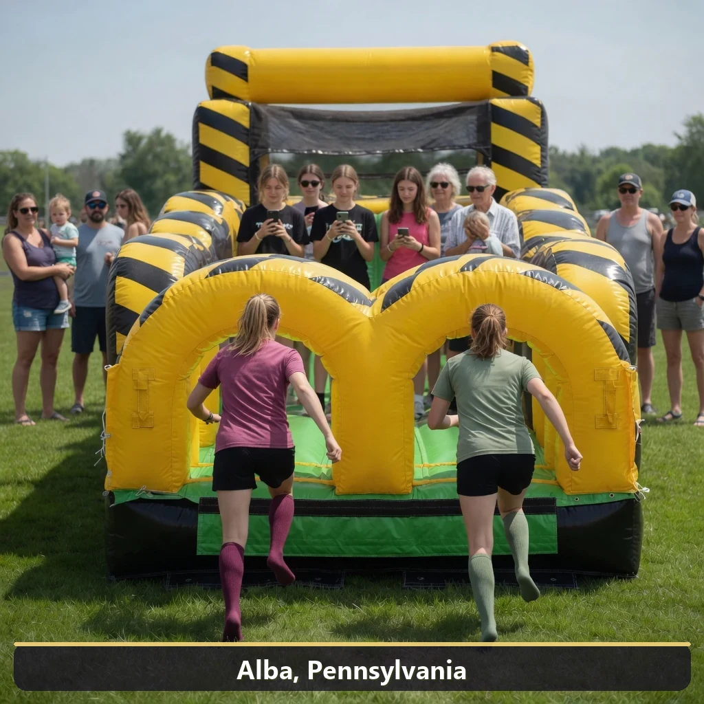 Inflatable obstacle course rental for events in Alba, Pennsylvania