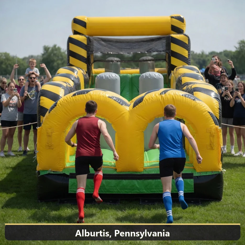 Inflatable obstacle course rental for events in Alburtis, Pennsylvania