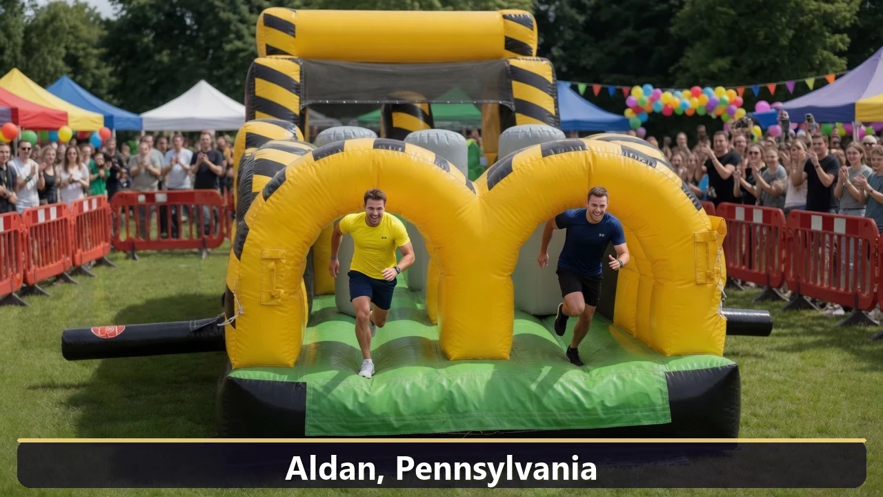 Inflatable obstacle course rental for events in Aldan, Pennsylvania