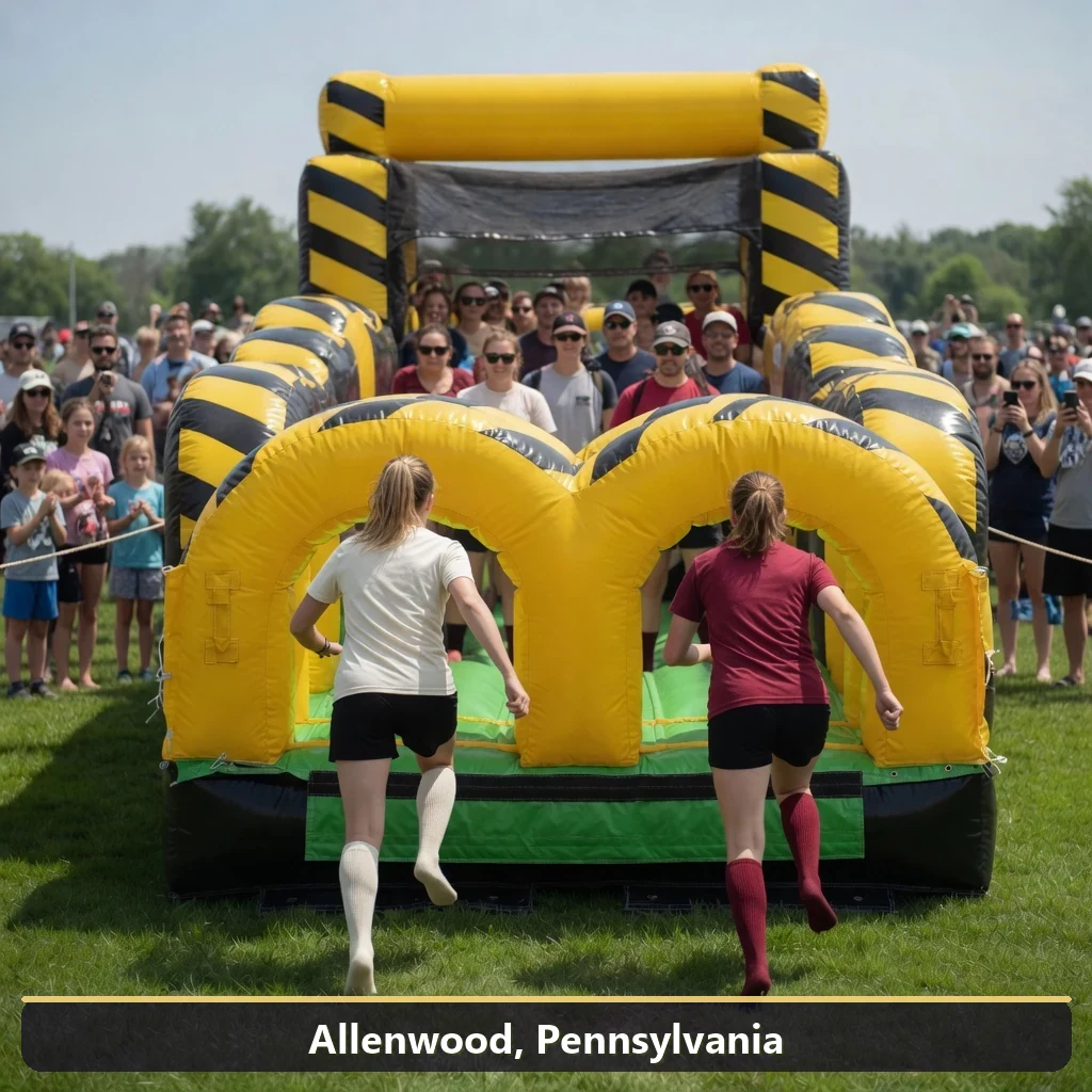 Inflatable obstacle course rental for events in Allenwood, Pennsylvania
