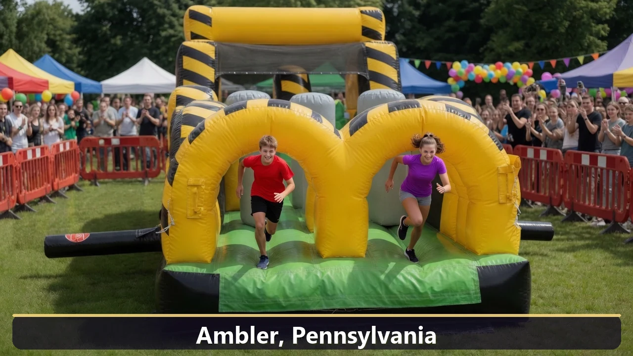Inflatable obstacle course rental for events in Ambler, Pennsylvania