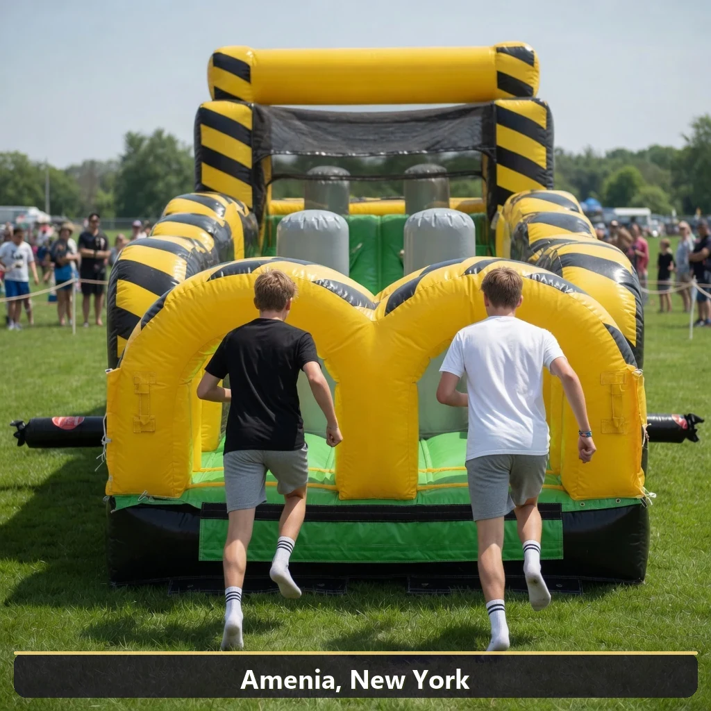 Inflatable obstacle course rental for events in Amenia, New York