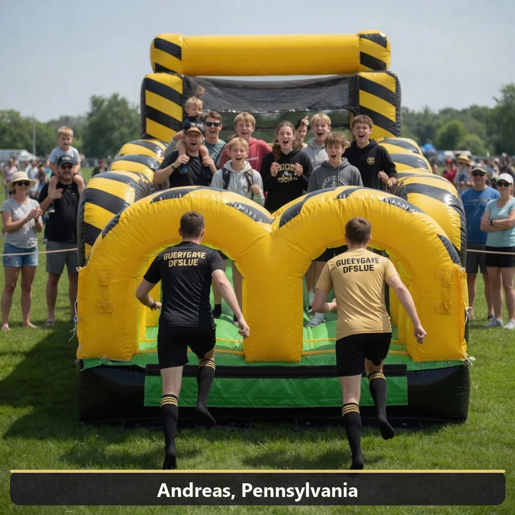 Inflatable obstacle course rental for events in Andreas, Pennsylvania