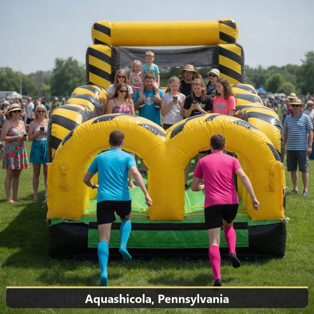Inflatable obstacle course rental for events in Aquashicola, Pennsylvania