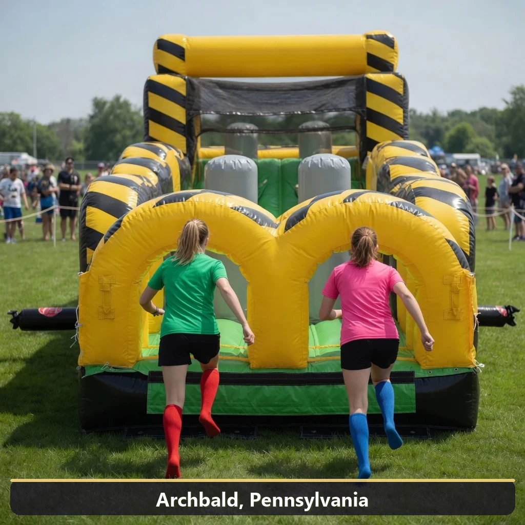 Inflatable obstacle course rental for events in Archbald, Pennsylvania