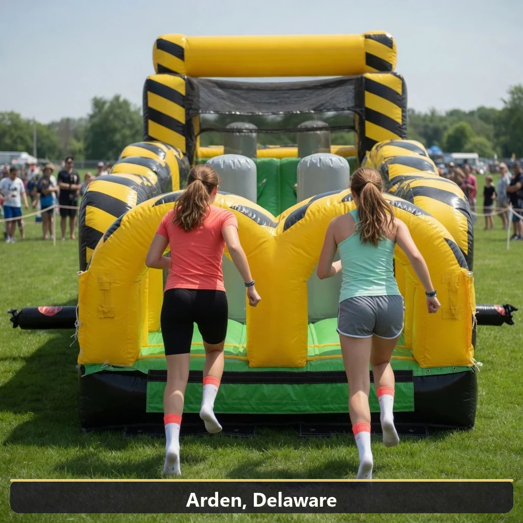 Inflatable obstacle course rental for events in Arden, Delaware