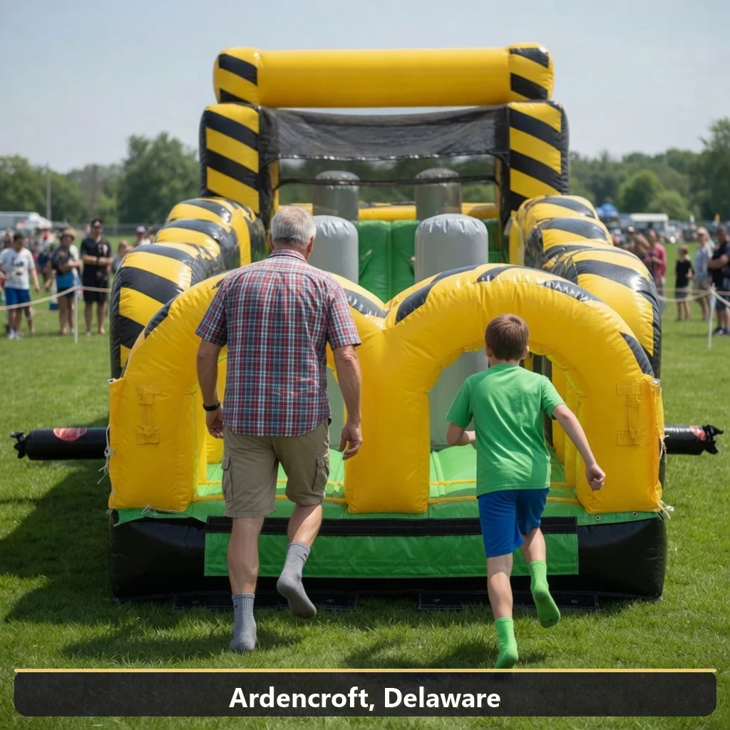 Inflatable obstacle course rental for events in Ardencroft, Delaware
