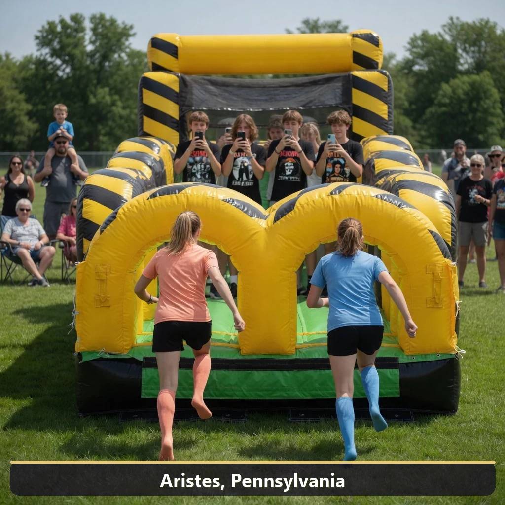 Inflatable obstacle course rental for events in Aristes, Pennsylvania