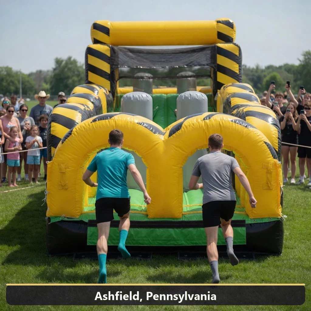 Inflatable obstacle course rental for events in Ashfield, Pennsylvania