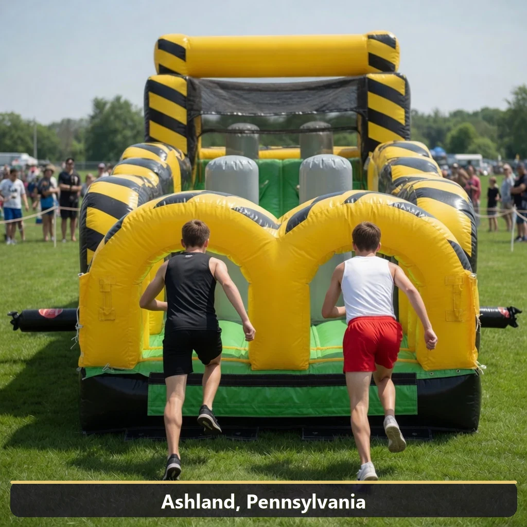 Inflatable obstacle course rental for events in Ashland, Pennsylvania