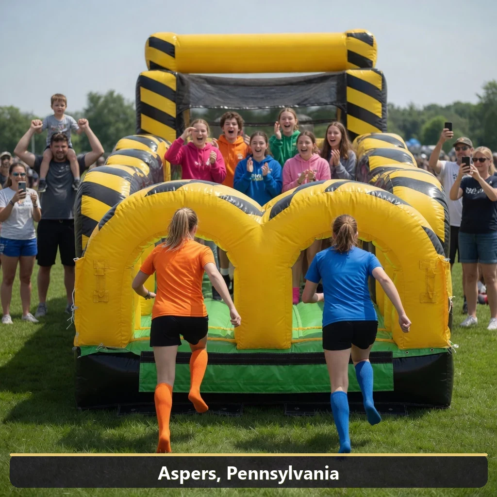 Inflatable obstacle course rental for events in Aspers, Pennsylvania