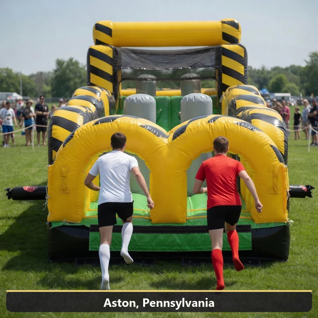 Inflatable obstacle course rental for events in Aston, Pennsylvania