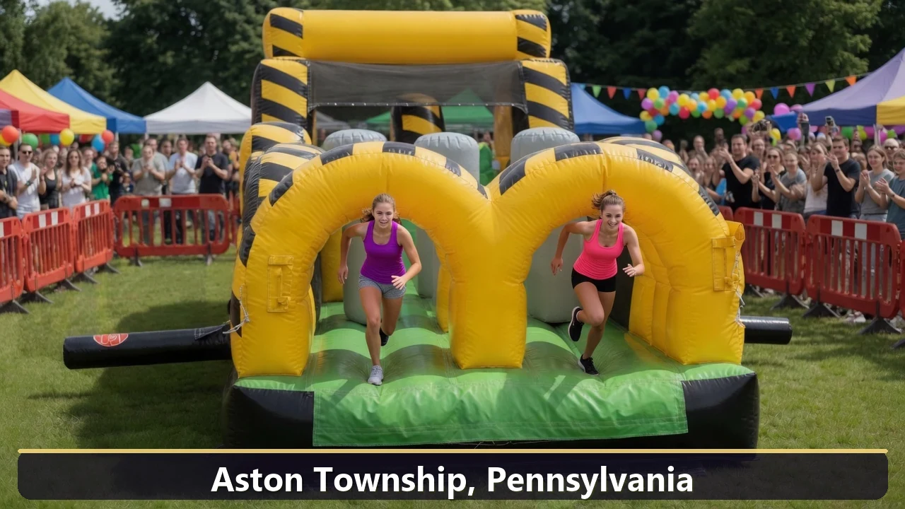 Inflatable obstacle course rental for events in Aston Township, Pennsylvania