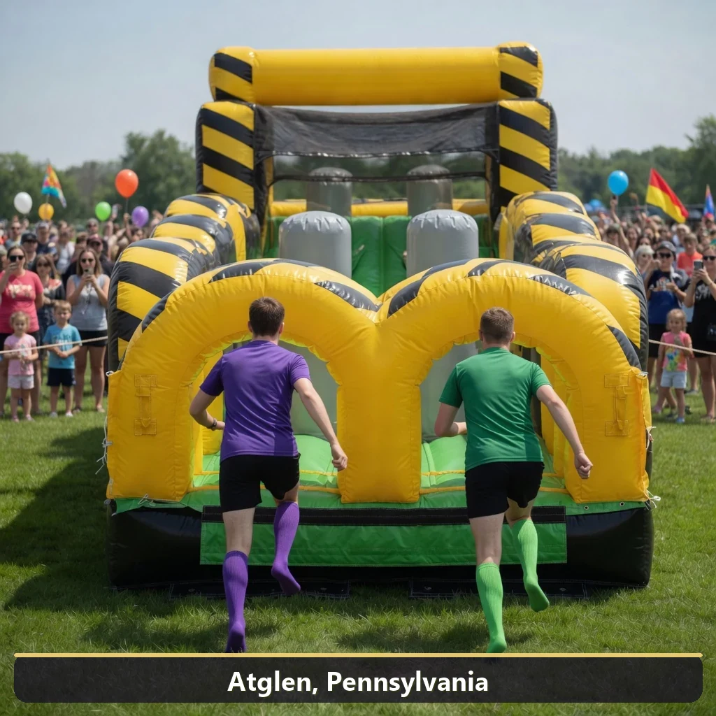 Inflatable obstacle course rental for events in Atglen, Pennsylvania