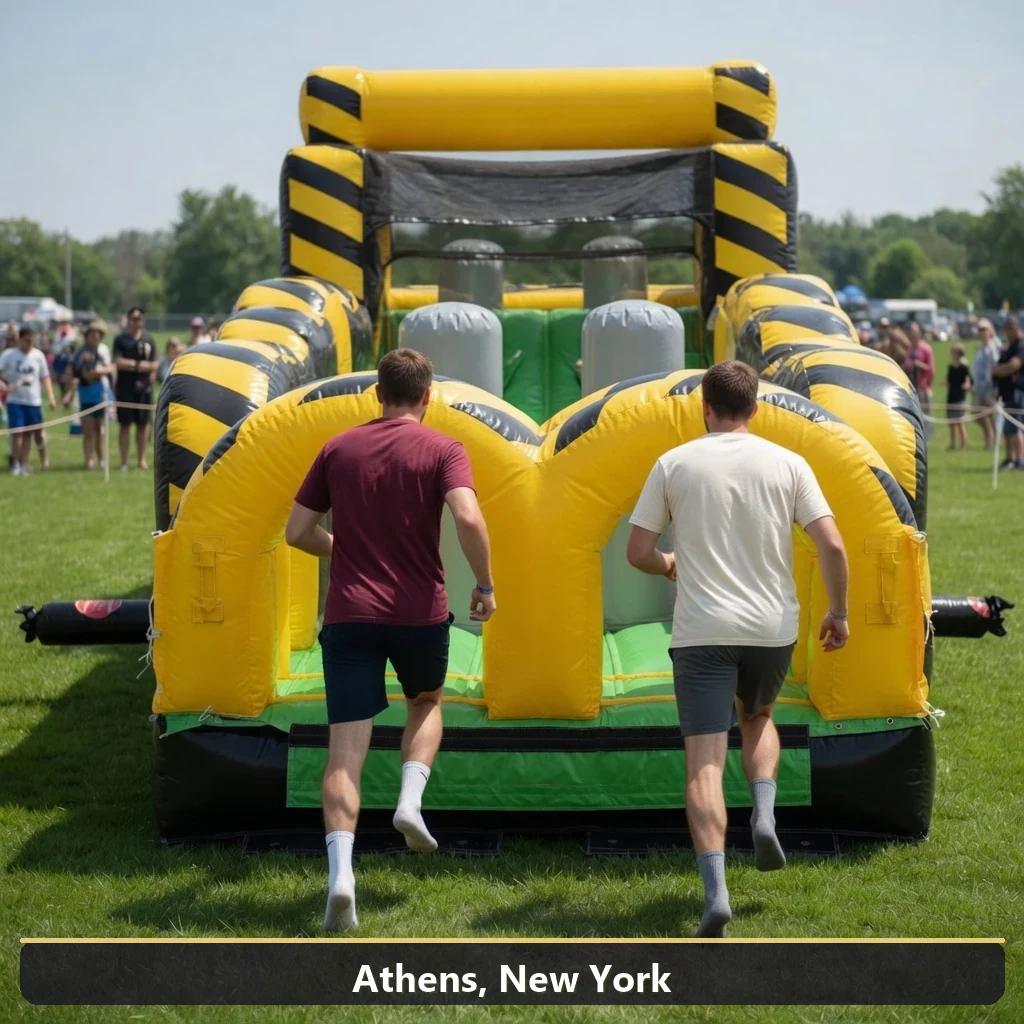 Inflatable obstacle course rental for events in Athens, New York