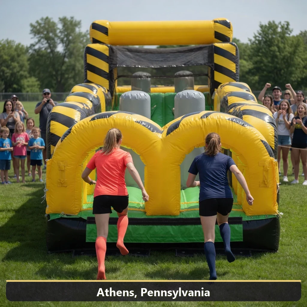 Inflatable obstacle course rental for events in Athens, Pennsylvania