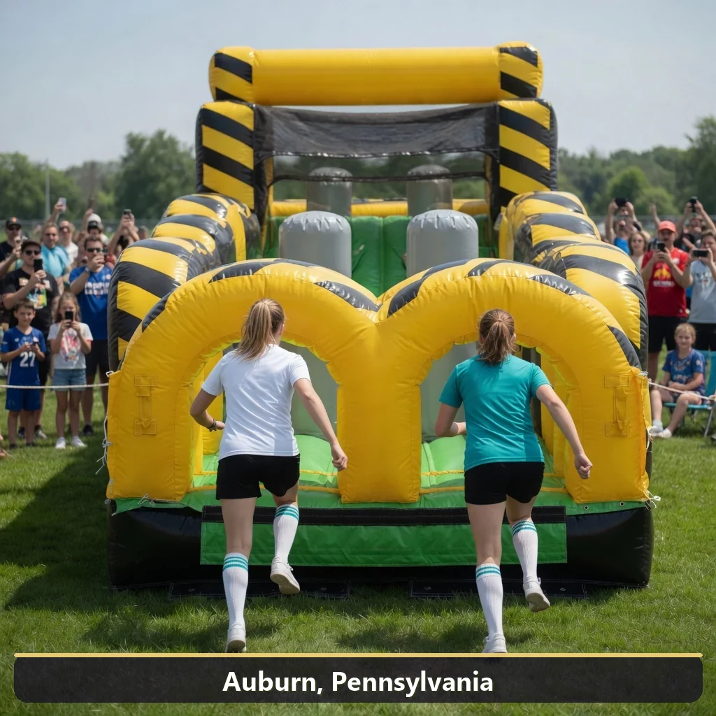Inflatable obstacle course rental for events in Auburn, Pennsylvania