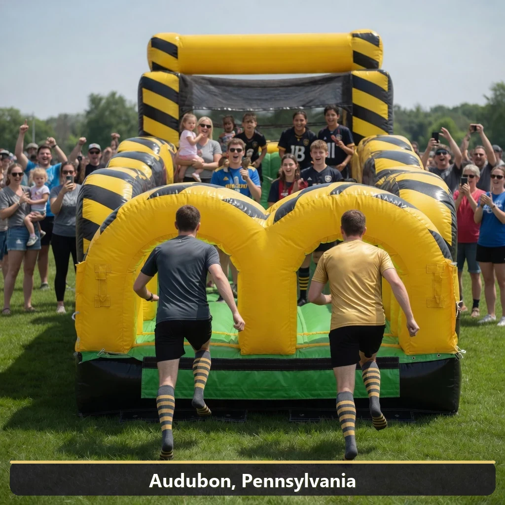 Inflatable obstacle course rental for events in Audubon, Pennsylvania