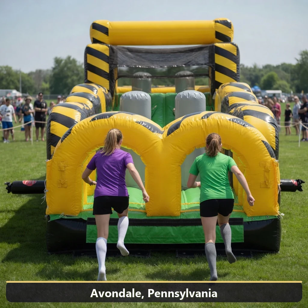 Inflatable obstacle course rental for events in Avondale, Pennsylvania