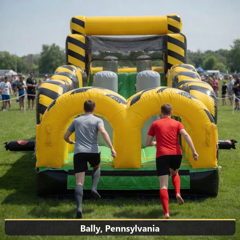 Inflatable obstacle course rental for events in Bally, Pennsylvania