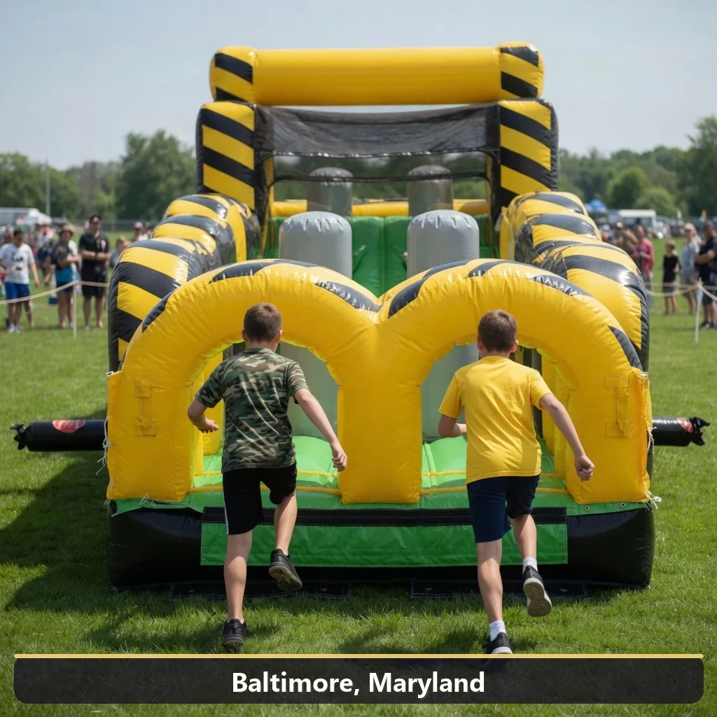 Inflatable obstacle course rental for events in Baltimore, Maryland