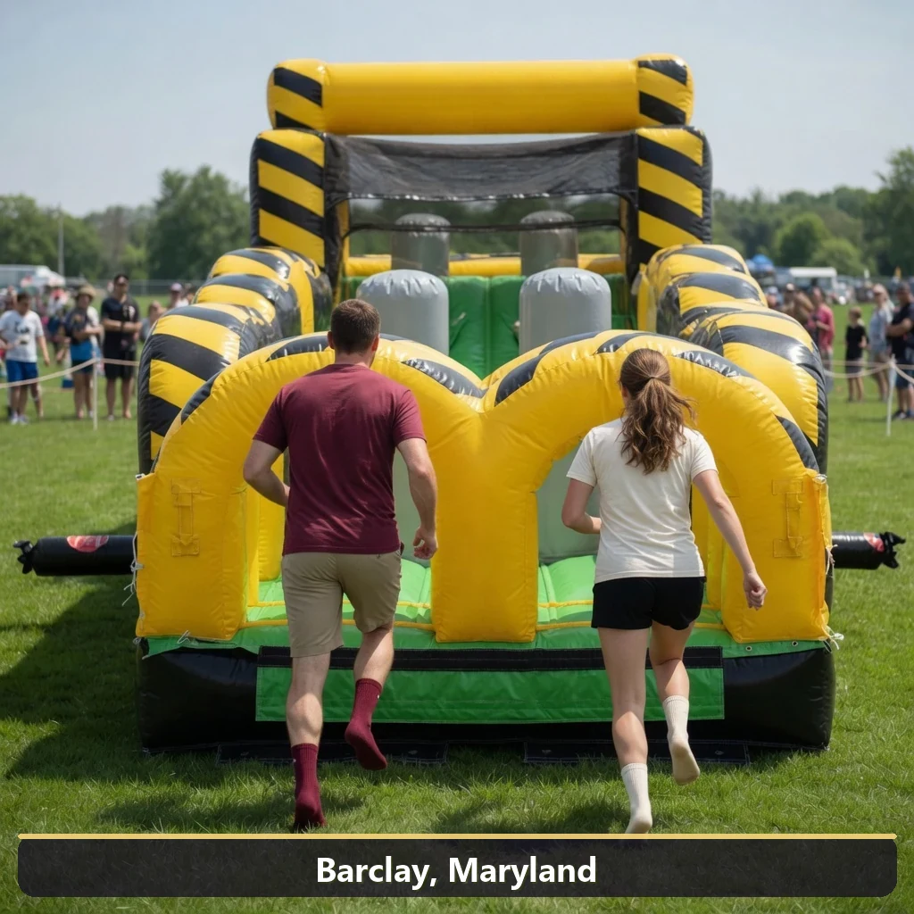 Inflatable obstacle course rental for events in Barclay, Maryland