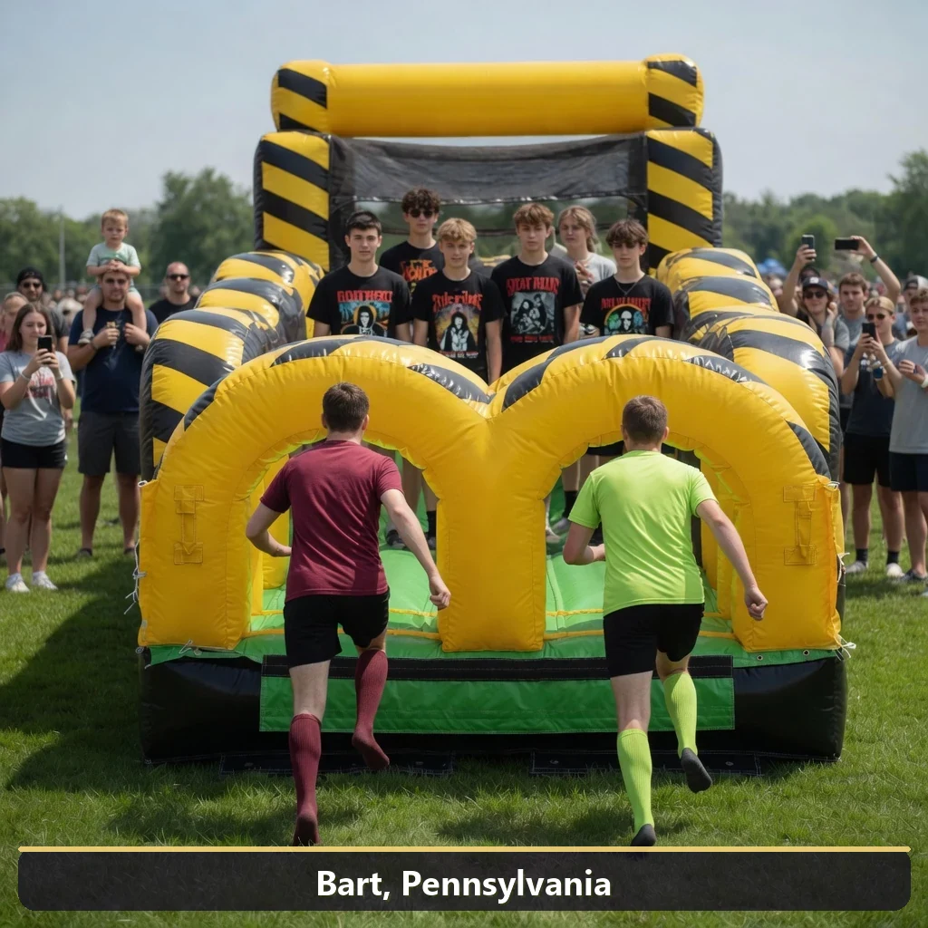 Inflatable obstacle course rental for events in Bart, Pennsylvania